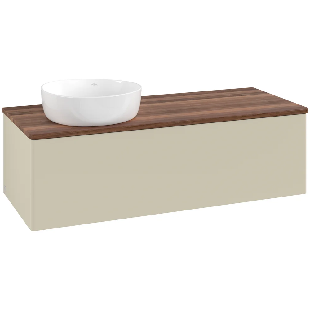 V&B ANTAO SERVANTSKAP 1 SKUFF GLATT 1200X360X500 VENSTRE U/KRANHULL SILKEGRÅ/VALNØTT v:4475059