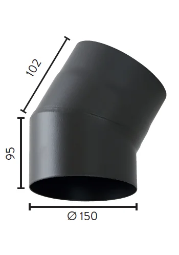 Ovnsr.Ø150 30Gr.K U/L Sort Emalje 2,3 Mm Kort Kne v:9677915
