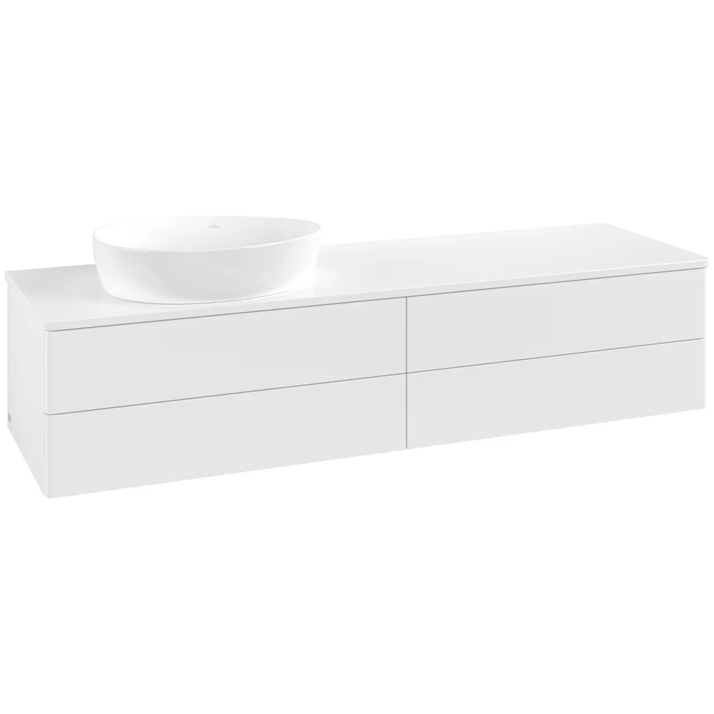 V&B ANTAO SERVANTSKAP 4 SKUFFER GLATT 1600X360X500 VENSTRE M/KRANHULL MATT HVIT v:5222146