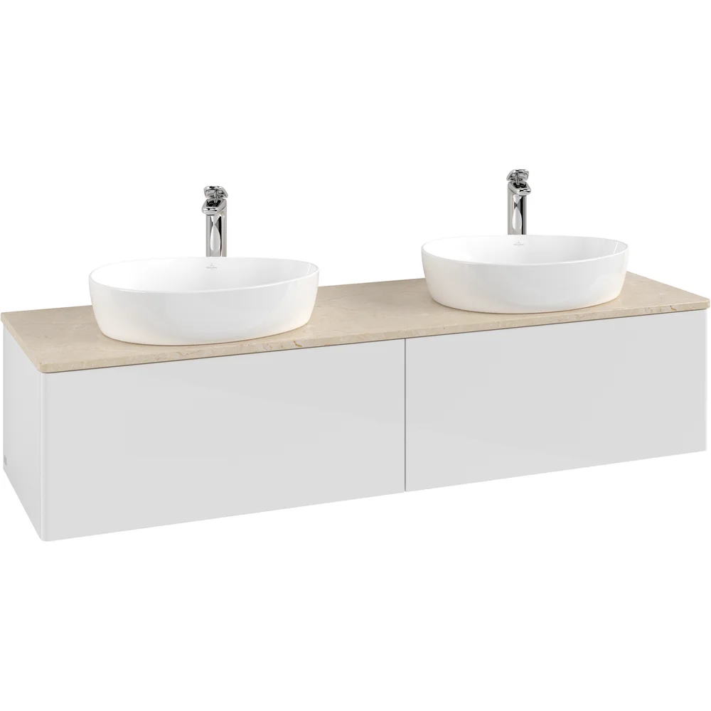 V&B ANTAO SERVANTSKAP 2 SKUFFER GLATT 1600X360X500 FOR 2 SERV. M/KRANHULL M/LYS HVIT/CRÉME v:8347961