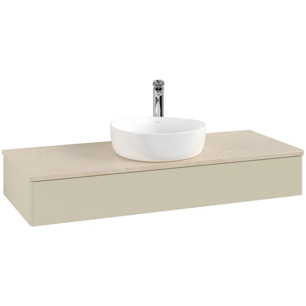 V&B ANTAO SERVANTSKAP 1 SKUFF GLATT 1200X190X500 M/KRANHULL SILKEGRÅ/CRÉME v:3634437