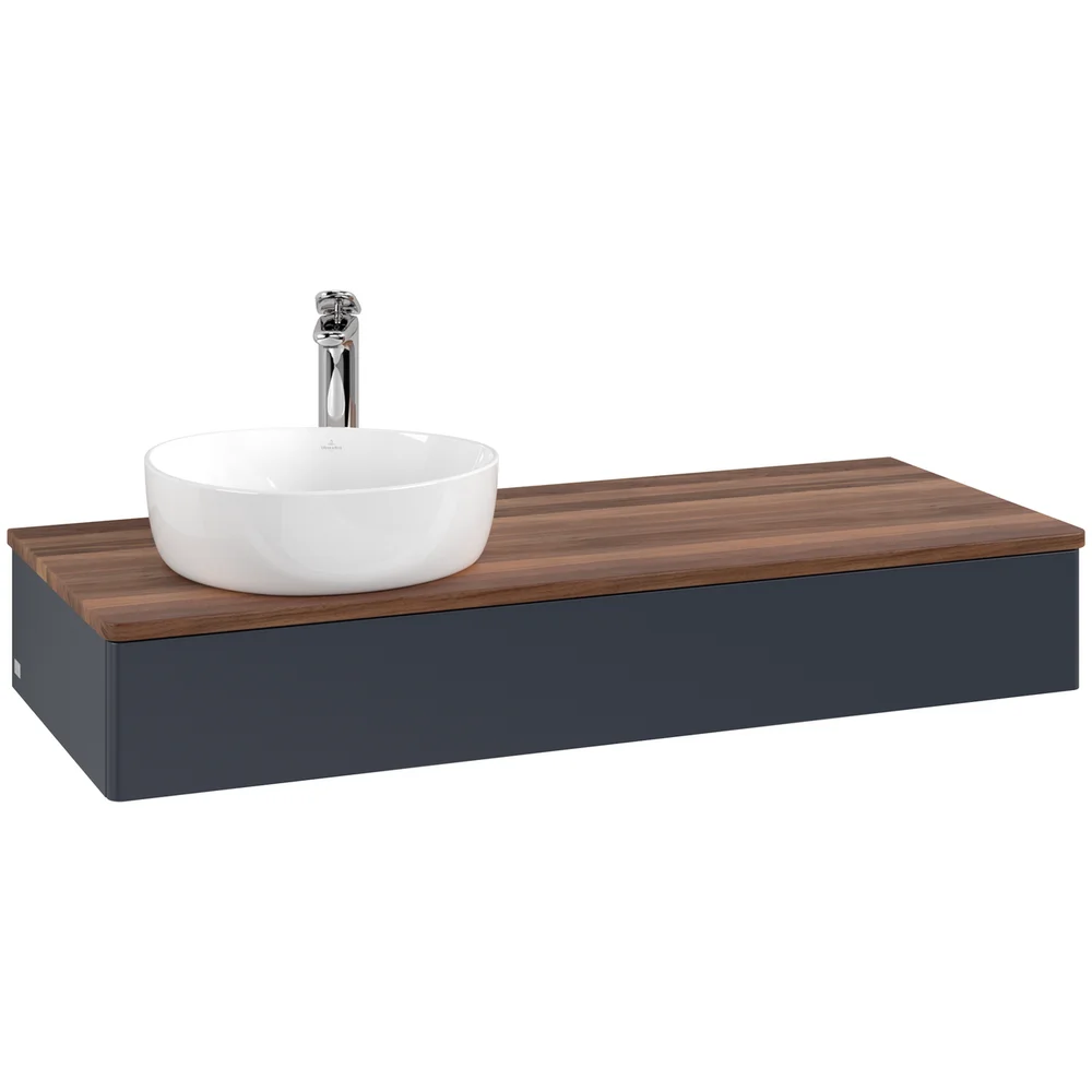 V&B ANTAO SERVANTSKAP 1 SKUFF GLATT 1200X190X500 VENSTRE M/KRANHULL BLÅ/VALNØTT v:4649635