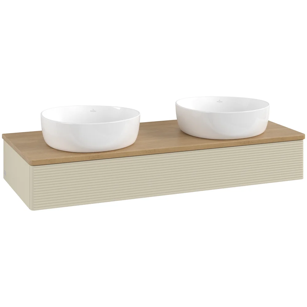 V&B ANTAO SERVANTSKAP 1 SKUFF RILLET 1200X190X500 FOR 2 SERV. U/KRANHULL SILKEGRÅ/EIK v:1336098