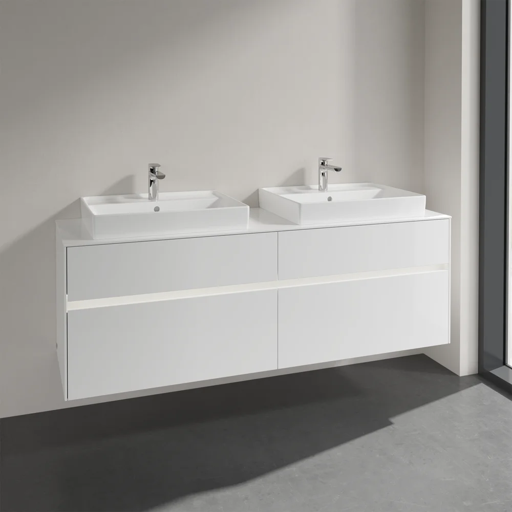 VILLEROY & BOCH COLLARO SERVANTSKAP 160 M/LYS FOR 2STK SERVANT 60 CM M/4 SKUFFER HVIT HØYGLANS v:4188735 VILLEROY & BOCH COLLARO SERVANTSKAP 160 M/LYS FOR 2STK SERVANT 60 CM M/4 SKUFFER HVIT HØYGLANS v:4188735