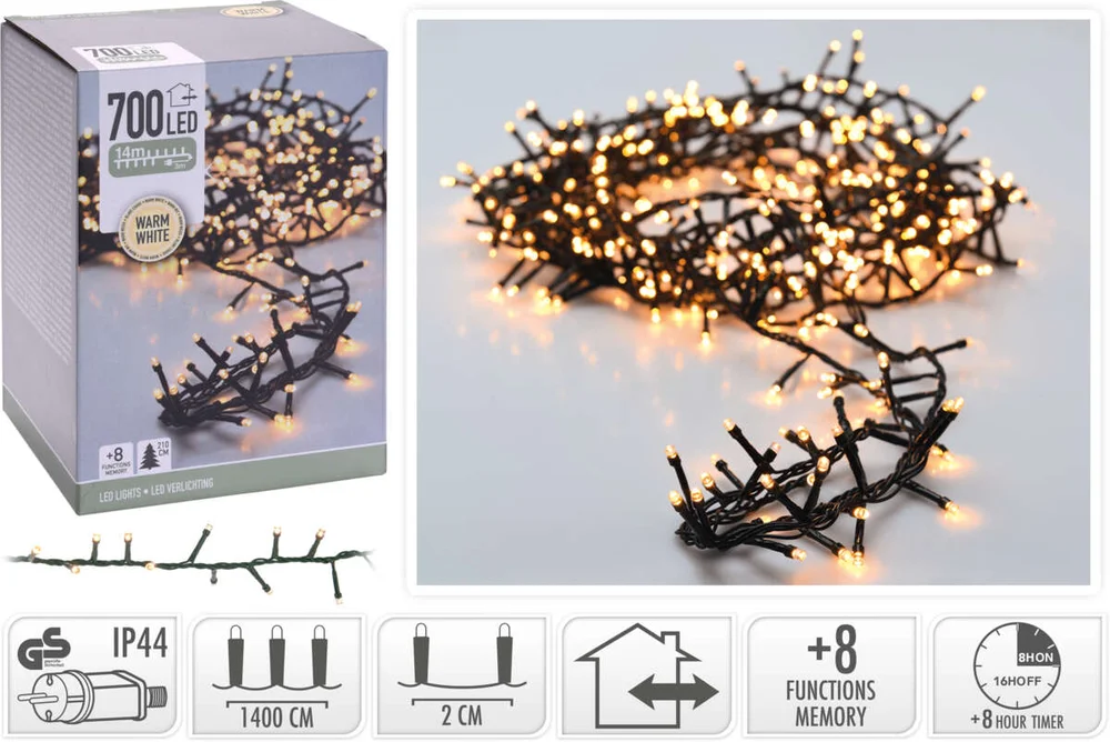 Microcluster lyslenke med 700 varmhvite led lys v:8920530