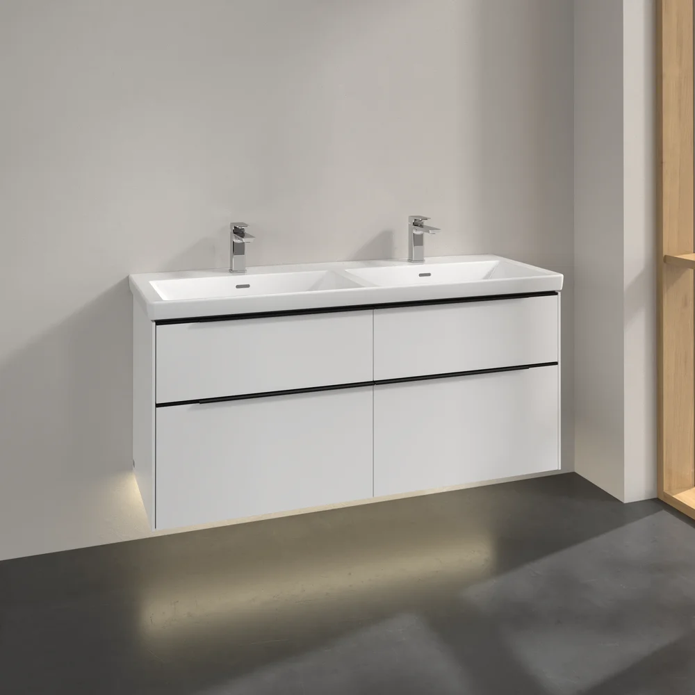 V&B SUBWAY 3.0 SERVANTSKAP 127X57 F/DOBBEL SERVANT BRILLIANT WHITE M/LYS HÅNDTAK I VOLCANO BLACK v:5357308