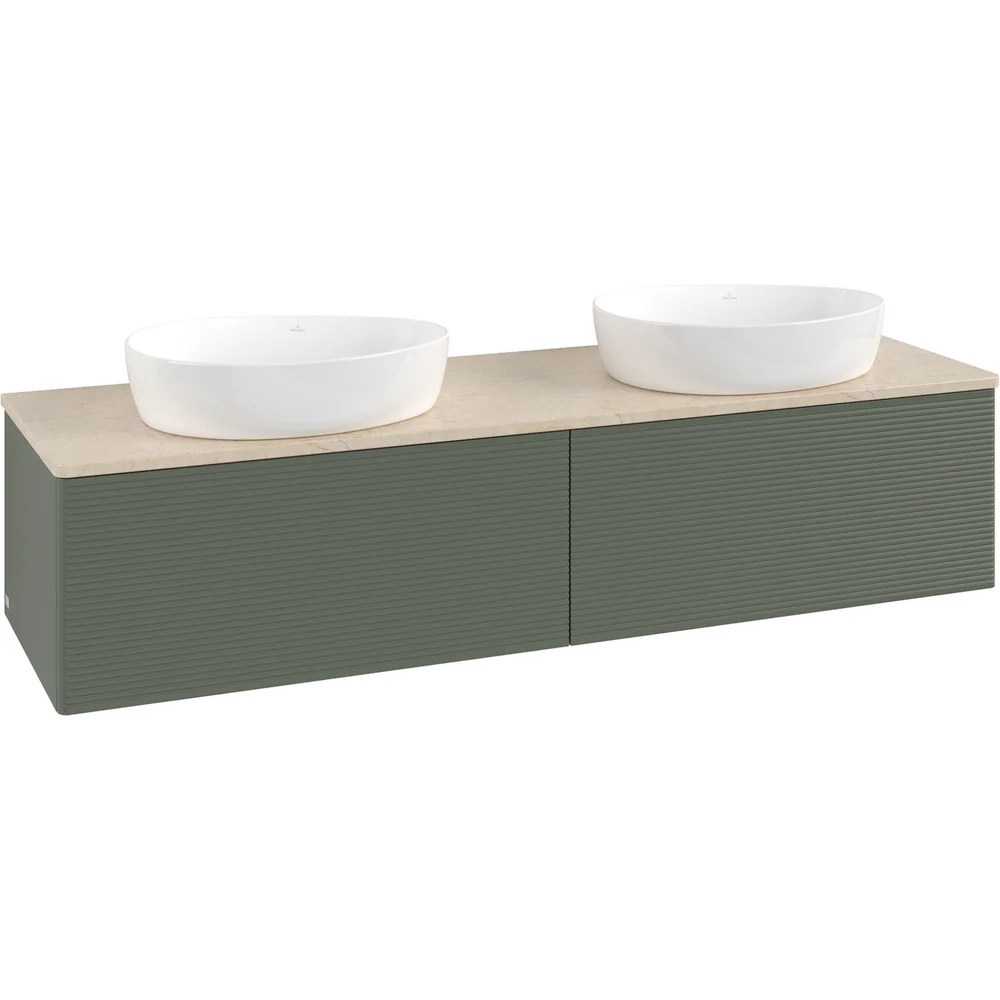V&B ANTAO SERVANTSKAP 2 SKUFFER RILLET 1600X360X500 FOR 2 SERV. U/KRANHULL GRØNN/CRÉME v:9106026