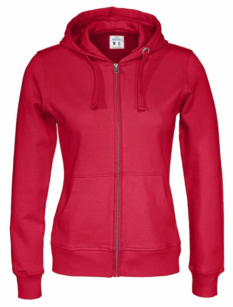 COTTOVER HOOD FULL ZIP 141009-460 DAME RØD v:6124826