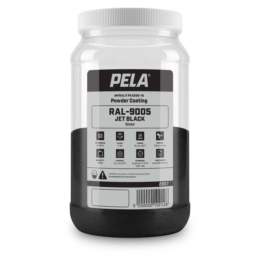 Pulverlakkfarge svart, halvblank, 1 kg v:5902176