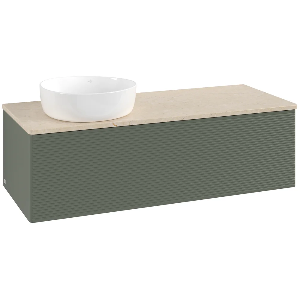 V&B ANTAO SERVANTSKAP 1 SKUFF RILLET 1200X360X500 VENSTRE U/KRANHULL GRØNN/CRÉME v:7245581