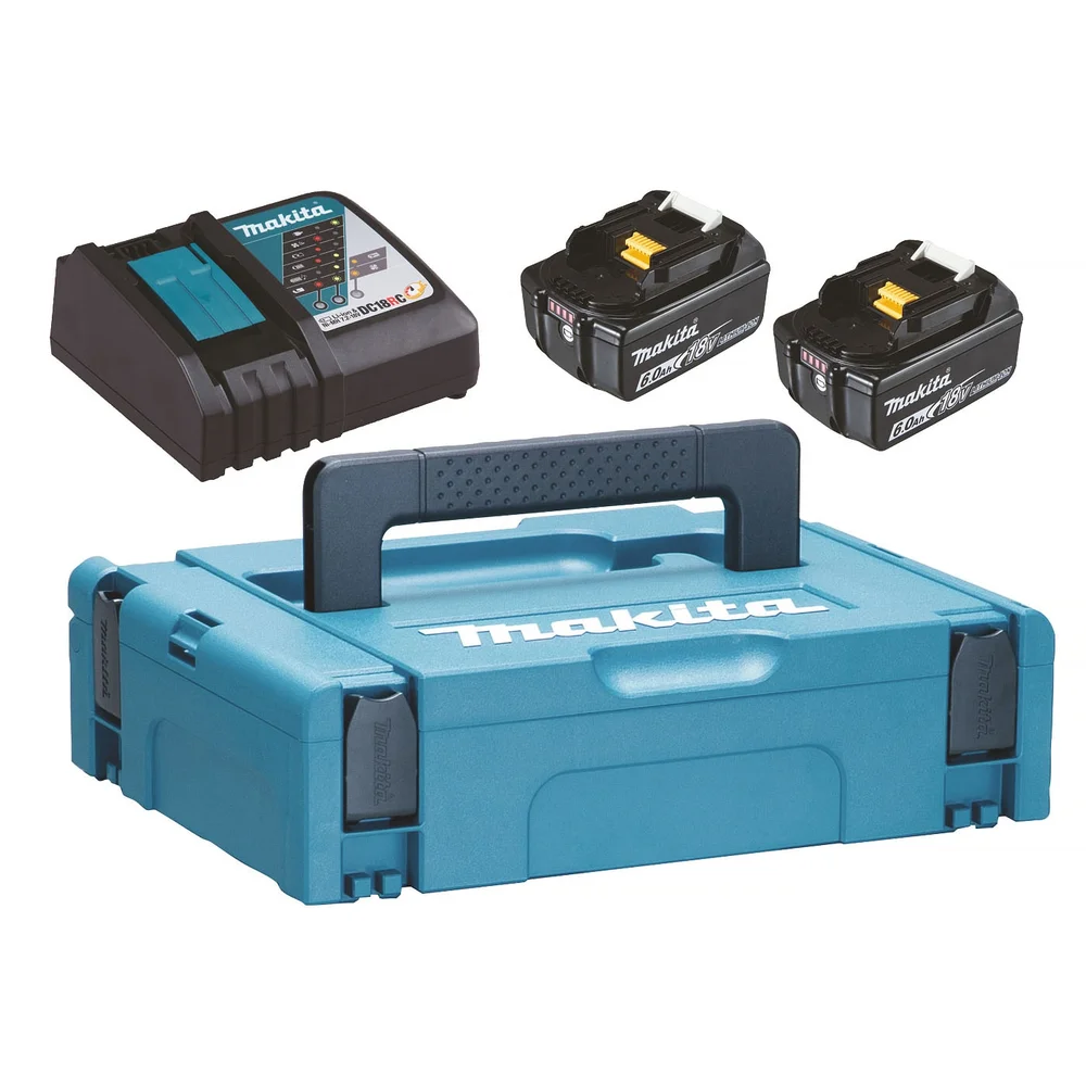Makita Batterikit LXT 198116-4, 2 stk 18V 6,0Ah-batterier, lader DC18RC & Makpac v:8822530
