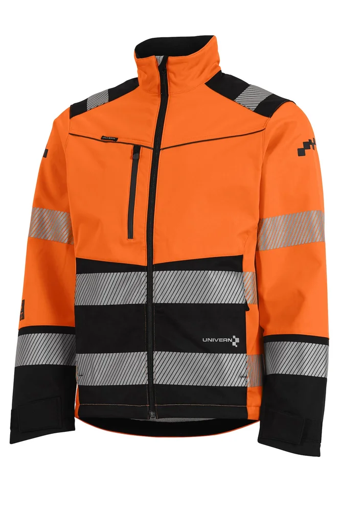 UNIVERN SOFTSHELLJAKKE VARSEL PROTEC 98124 KL2/3 ORANSJE/SVART v:2400623