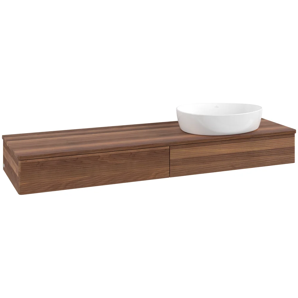 V&B ANTAO SERVANTSKAP 2 SKUFFER RILLET 1600X190X500 HØYRE U/KRANHULL VALNØTT/VALNØTT v:2153669