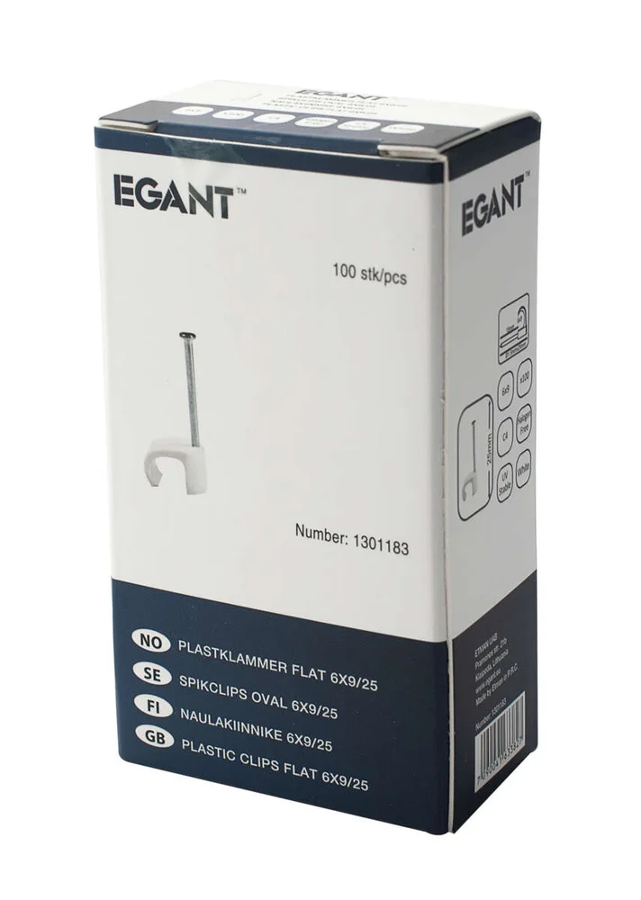Egant Kabelklips 6×9 hvit v:2613980 Egant Kabelklips 6×9 hvit v:2613980
