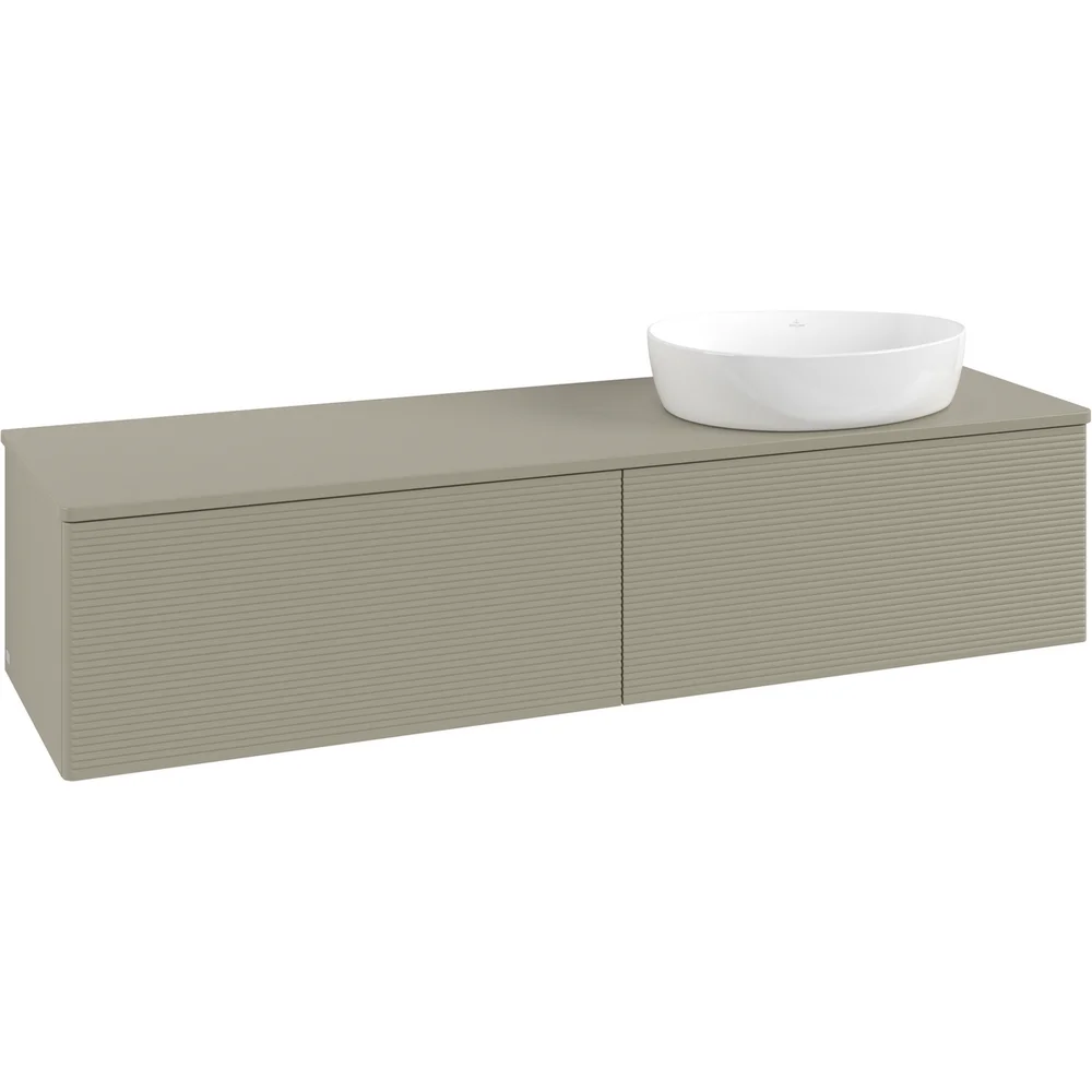 V&B ANTAO SERVANTSKAP 2 SKUFFER RILLET 1600X360X500 HØYRE U/KRANHULL M/LYS STENGRÅ v:2060988