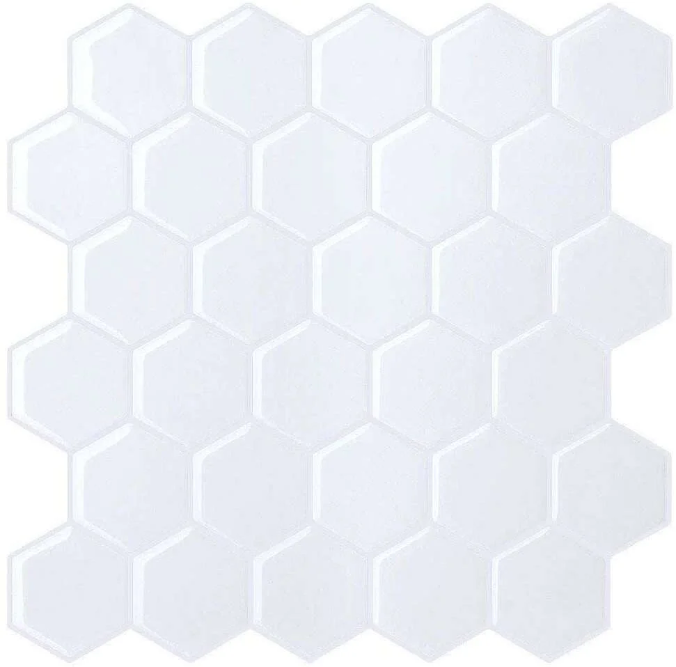 Selvklebende flis, Hvit Hexagon 10 pk. v:3270198