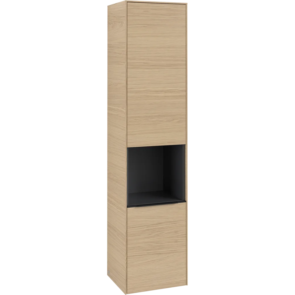 V&B SUBWAY 3.0 HØYSKAP 40X171 HØYRE 2 DØRER & HYLLE NORDIC OAK HÅNDTAK I VOLCANO BLACK v:2078048