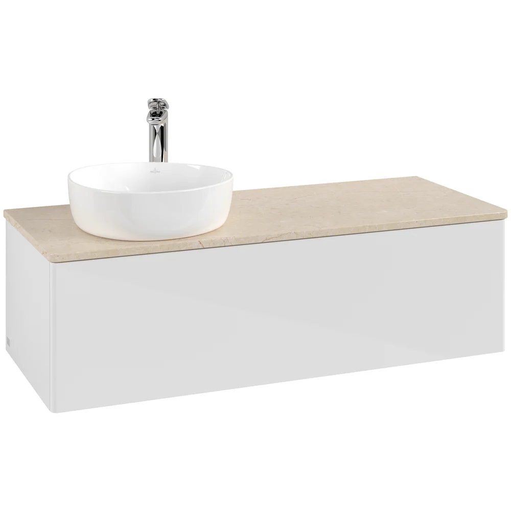 V&B ANTAO SERVANTSKAP 1 SKUFF GLATT 1200X360X500 VENSTRE M/KRANHULL HVIT/CRÉME v:6529394