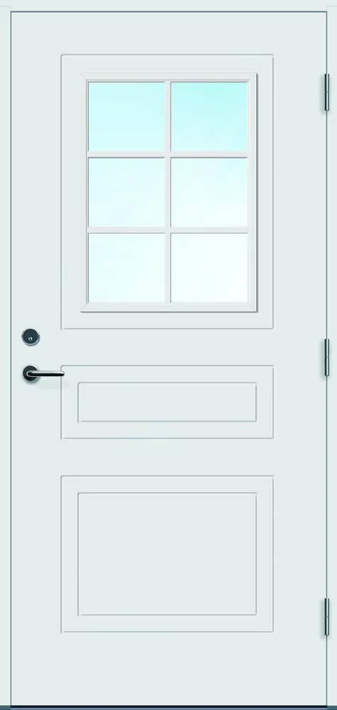 Ytterdør 100×210 Stryn med glass hvit høyre v:6008134
