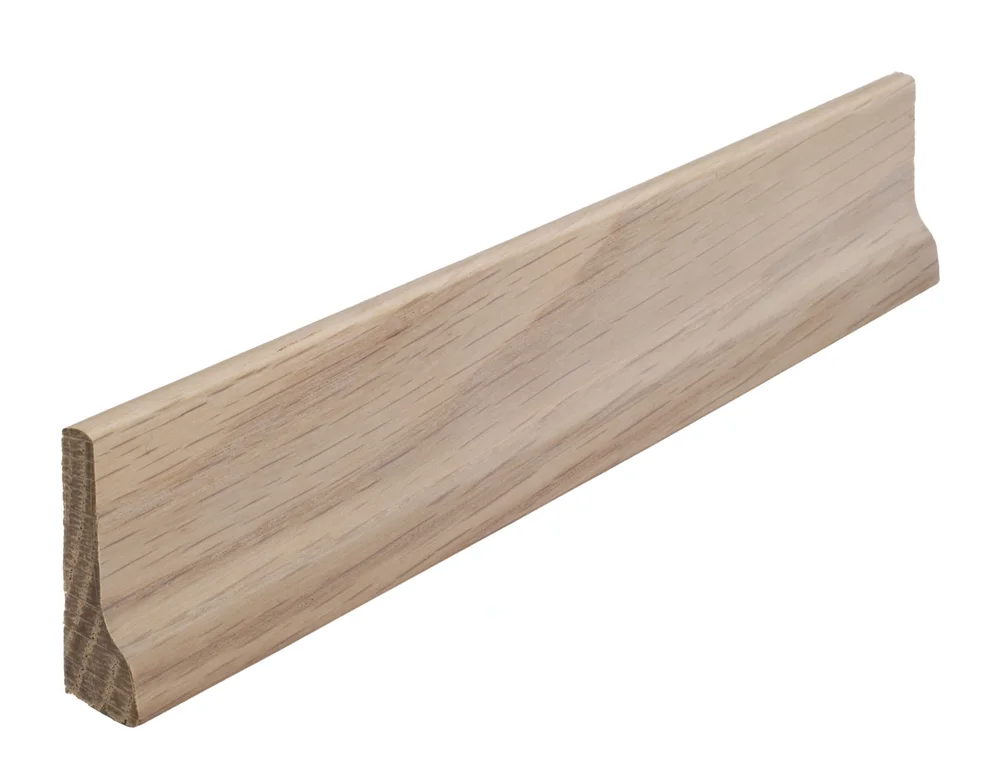 Fotlist i hvitpigmentert eik 15×45 mm mattlakkert | stilren avslutning ved gulv v:3349643