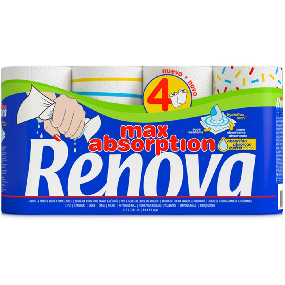 RENOVA MAXI ABSORPTION TØRKERULL 4 RULLER v:9743991