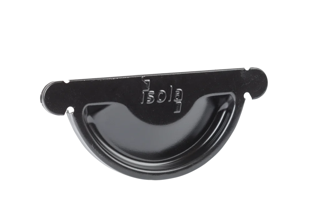 Endestykke stål 125 mm sort – tett avslutning for takrenne v:6769636