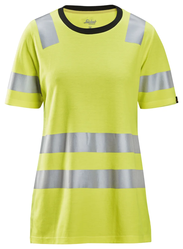 T-skjorte dame gul polyester bomull v:3140770