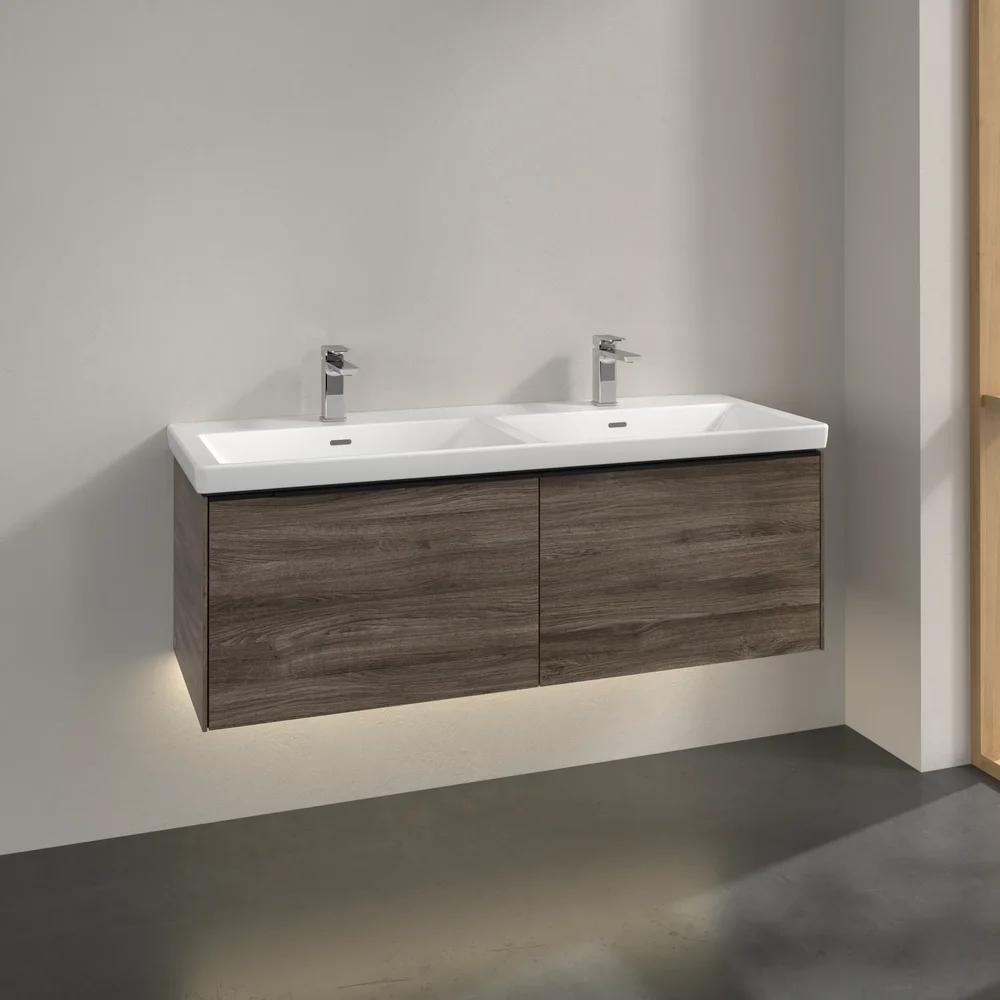 V&B SUBWAY 3.0 SERVANTSKAP 127X42 F/DOBBEL SERVANT STONE OAK M/LYS HÅNDTAK I VOLCANO BLACK v:3265509