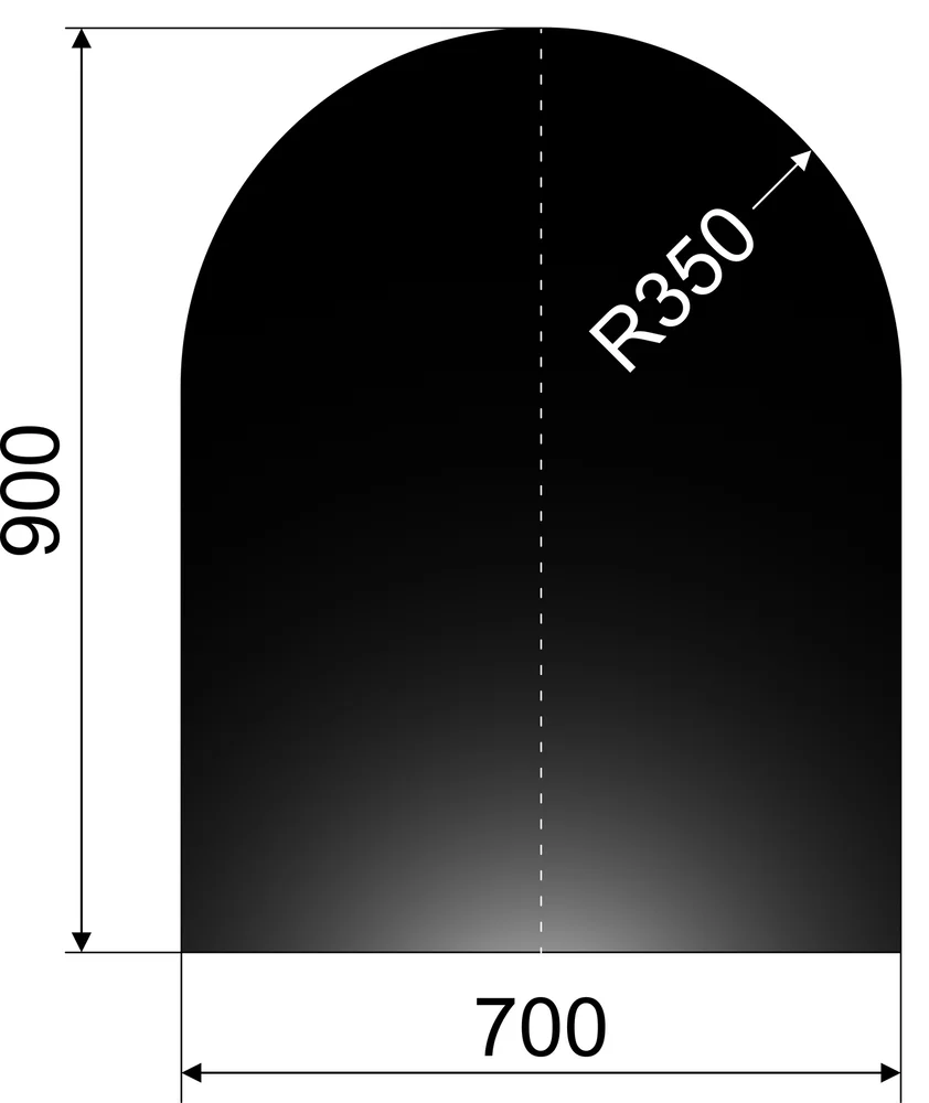 GULVPLATE 700X900 HALVRUND L SORT v:4884169
