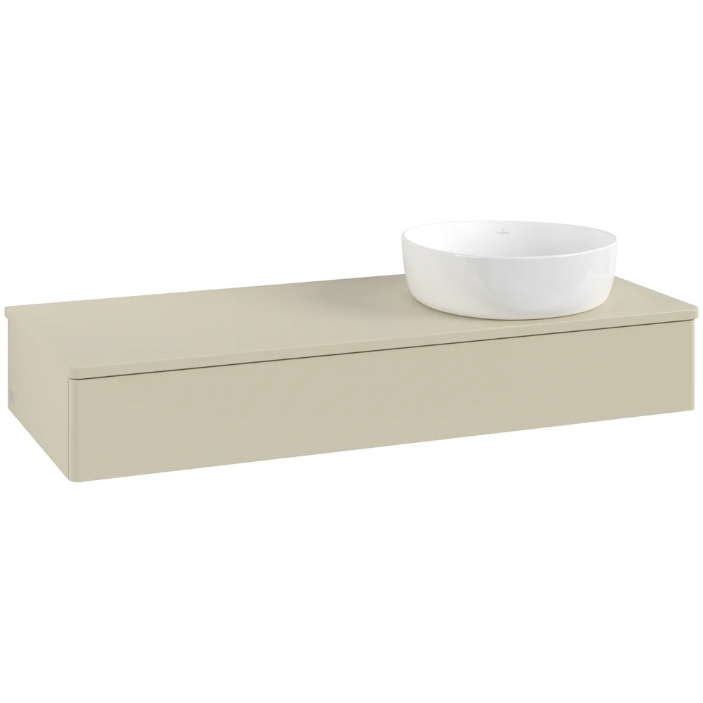 V&B ANTAO SERVANTSKAP 1 SKUFF GLATT 1200X190X500 HØYRE U/KRANHULL SILKEGRÅ v:2220774
