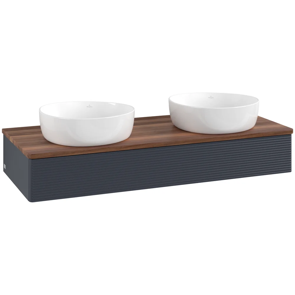 V&B ANTAO SERVANTSKAP 1 SKUFF RILLET 1200X190X500 FOR 2 SERV. U/KRANHULL BLÅ/VALNØTT v:5332042
