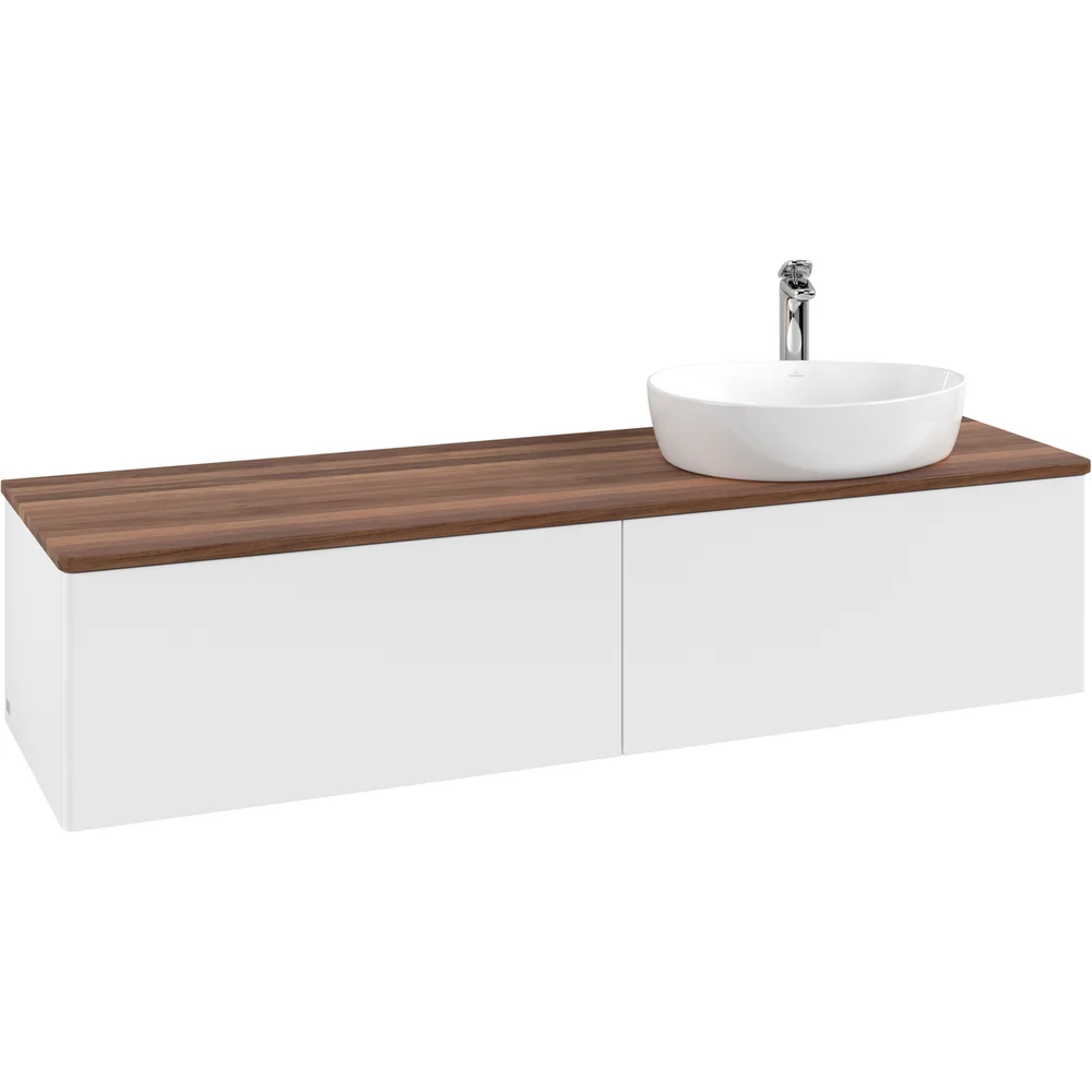 V&B ANTAO SERVANTSKAP 2 SKUFFER GLATT 1600X360X500 HØYRE M/KRANHULL MATT HVIT/VALNØTT v:5613211