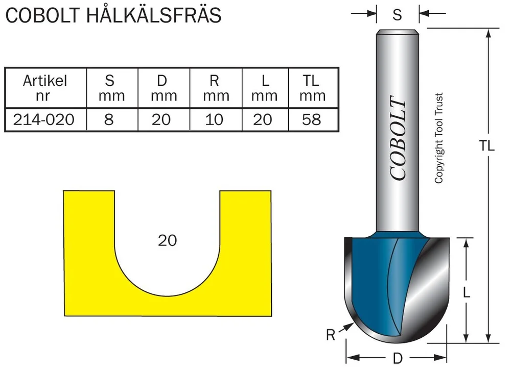 Cobolt HM-hulkilfres D=20 mm «Gulvvarme» v:1723470