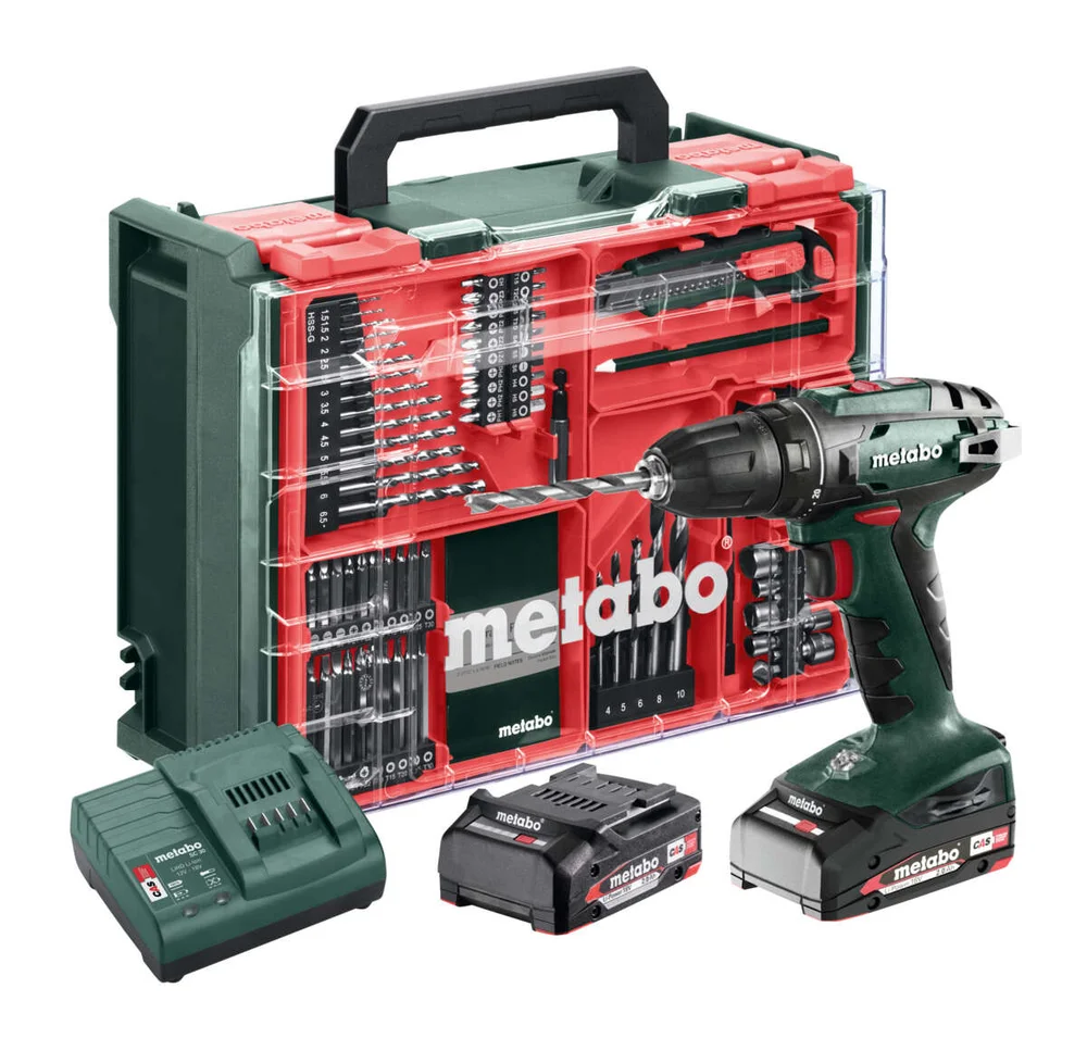 Metabo BS 18, borskrutrekker workshopsett m/batterier v:8358712