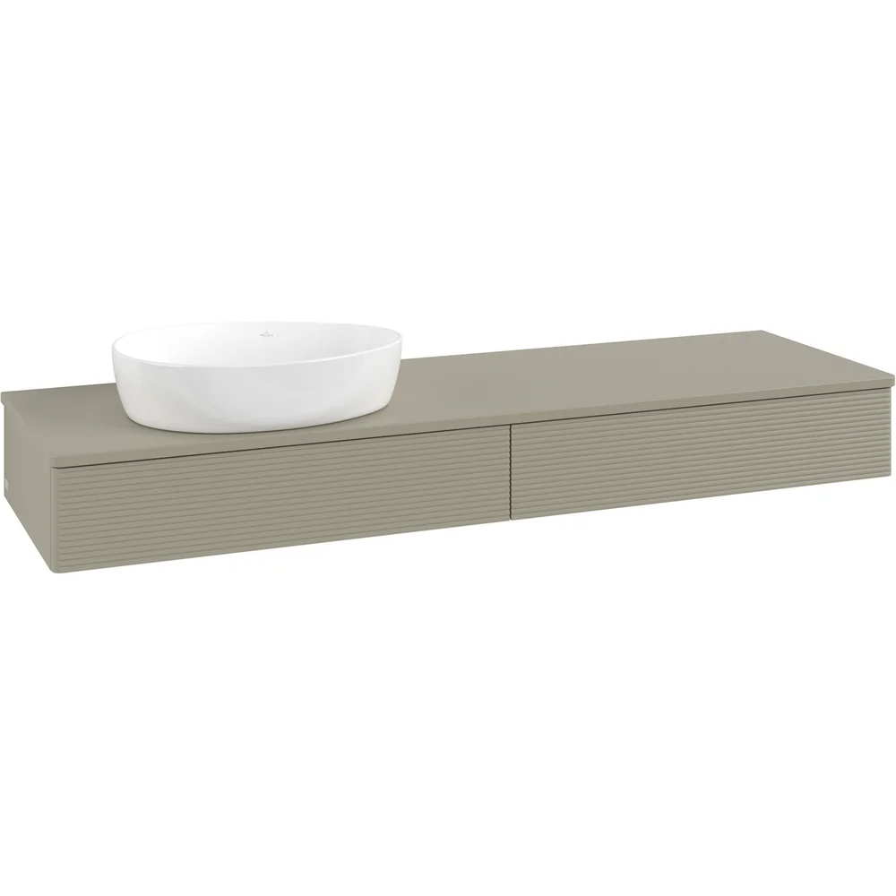 V&B ANTAO SERVANTSKAP 2 SKUFFER RILLET 1600X190X500 VENSTRE M/KRANHULL M/LYS STENGRÅ v:3532868