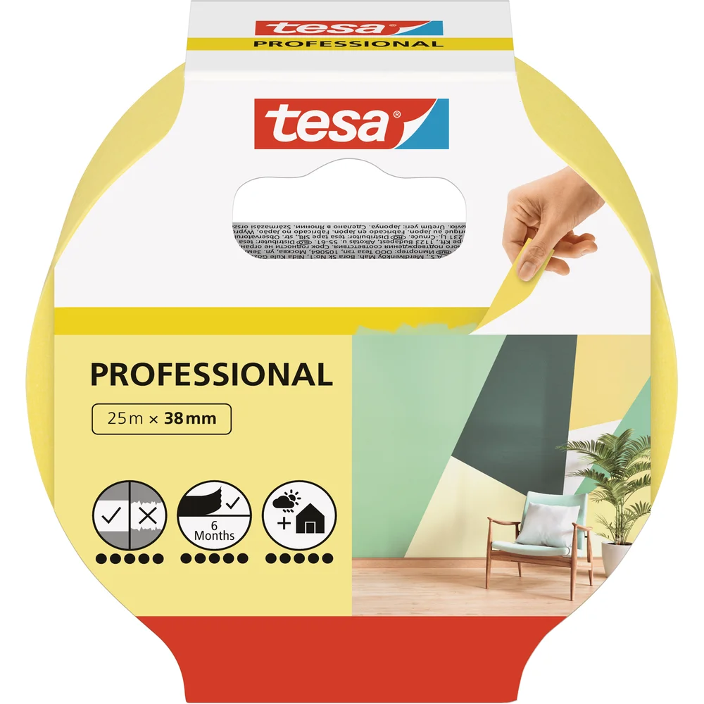 TESA MASKERINGSTAPE PROFESSIONAL 25M X 38MM GUL v:3582697 TESA MASKERINGSTAPE PROFESSIONAL 25M X 38MM GUL v:3582697