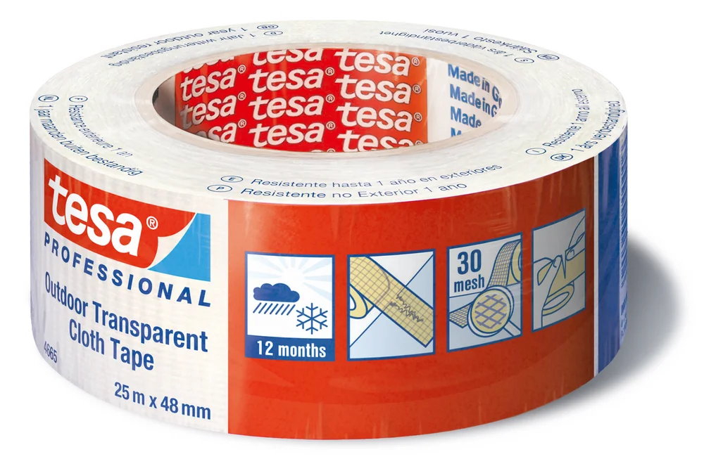 Tekstiltape 4665 UV 25mx48mm Transparent – Tesa v:2509621 Tekstiltape 4665 UV 25mx48mm Transparent – Tesa v:2509621