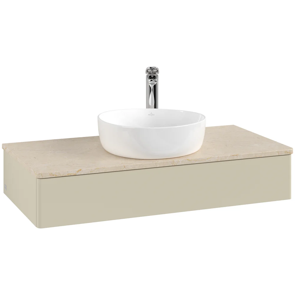 V&B ANTAO SERVANTSKAP 1 SKUFF GLATT 1000X190X500 M/KRANHULL SILKEGRÅ/CRÉME v:1267650