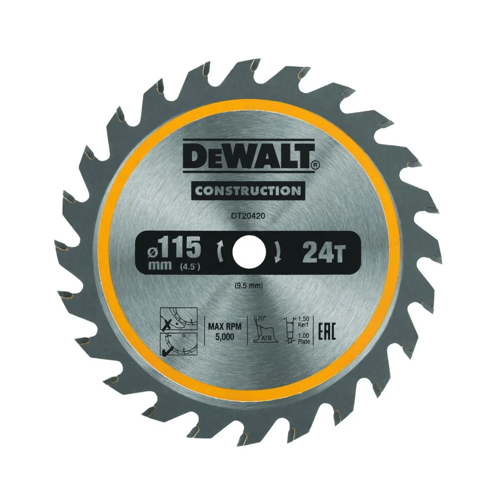 Dewalt Sirkelsagblad for tre og kompositt, TCT 24T, 115 mm v:3706822