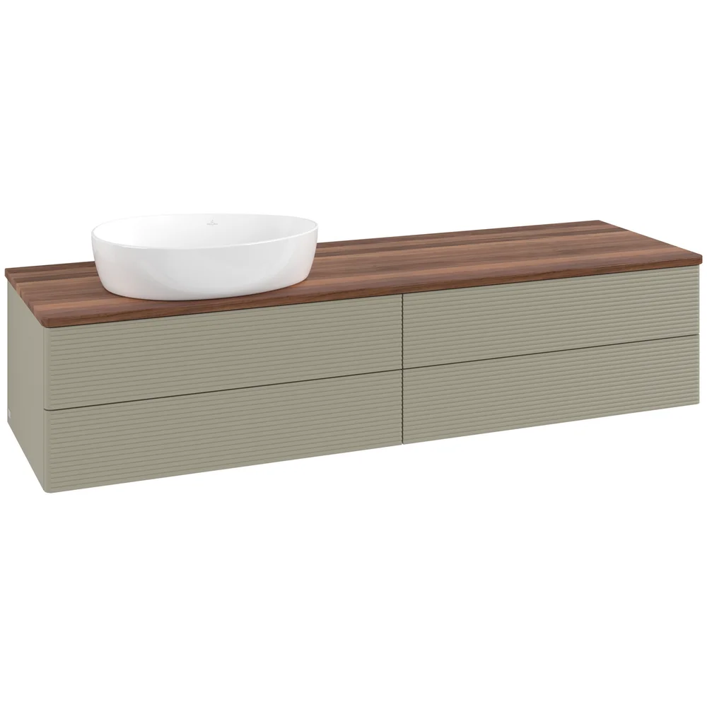 V&B ANTAO SERVANTSKAP 4 SKUFFER RILLET 1600X360X500 VENSTRE U/KRANHULL STENGRÅ/VALNØTT v:6379543
