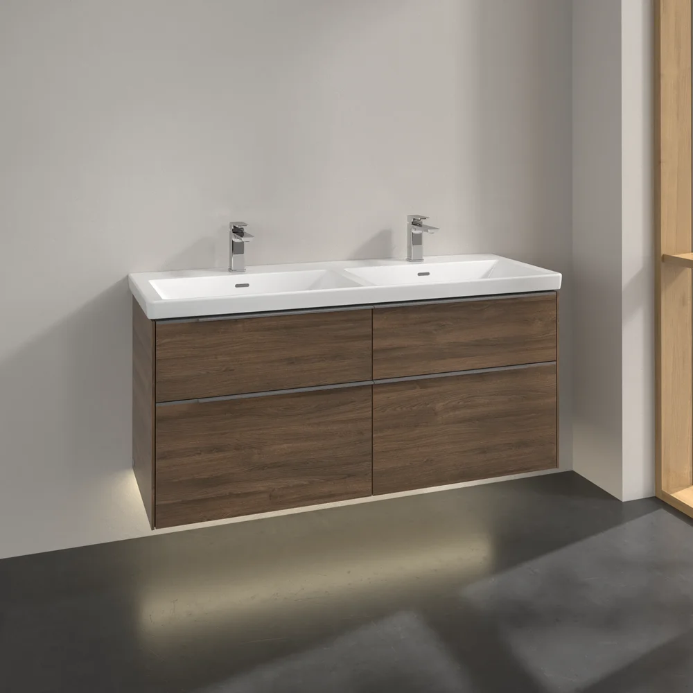 V&B SUBWAY 3.0 SERVANTSKAP 127X57 F/DOBBEL SERVANT ARIZONA OAK M/LYS HÅNDTAK I KROM v:4836042