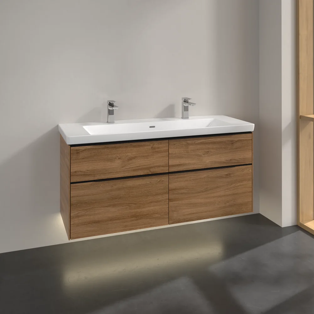 V&B SUBWAY 3.0 SERVANTSKAP 127X57 KANSAS OAK M/LYS HÅNDTAK I VOLCANO BLACK v:8122890