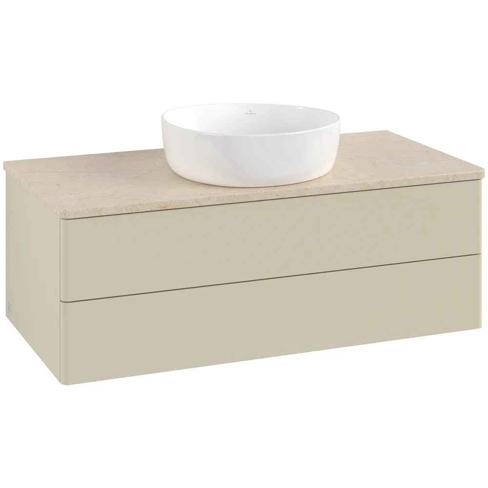 V&B ANTAO SERVANTSKAP 2 SKUFFER GLATT 1000X360X500 U/KRANHULL SILKEGRÅ/CRÉME v:9213684