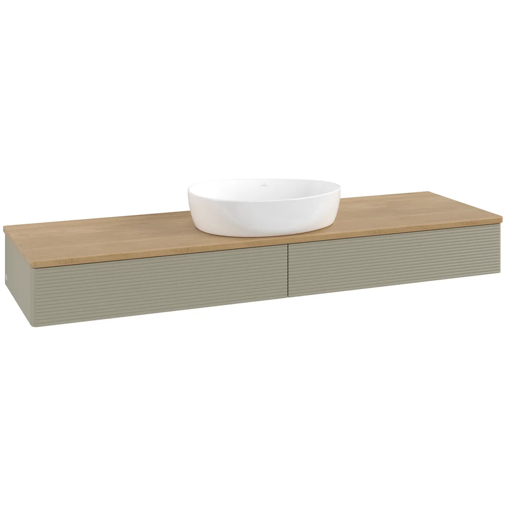 V&B ANTAO SERVANTSKAP 2 SKUFFER RILLET 1600X190X500 U/KRANHULL STENGRÅ/EIK v:1092171