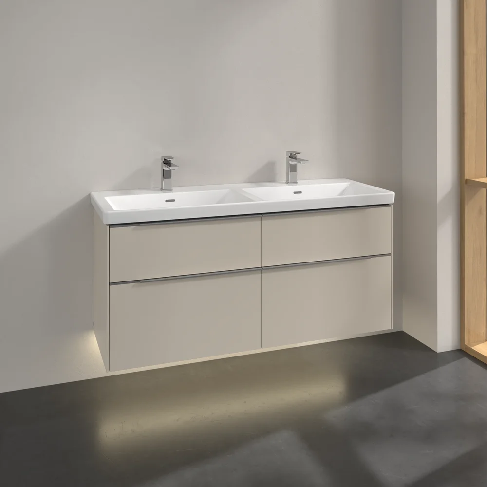V&B SUBWAY 3.0 SERVANTSKAP 127X57 F/DOBBEL SERVANT CASHMERE GREY M/LYS HÅNDTAK I KROM v:8779919