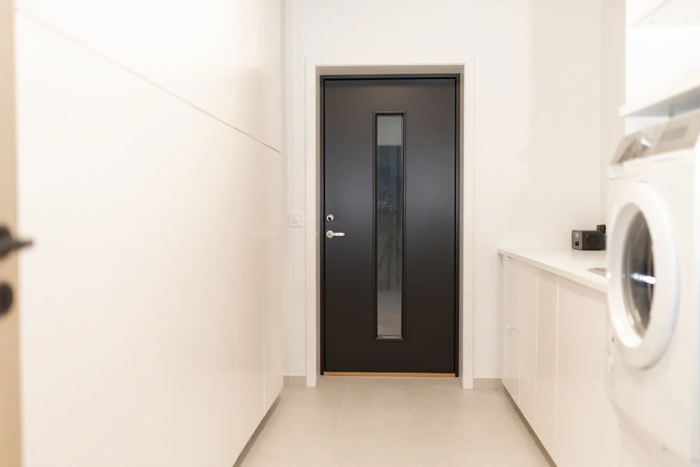 Ytterdør 90x210 Volda med glass mørk grå venstre v:3037373