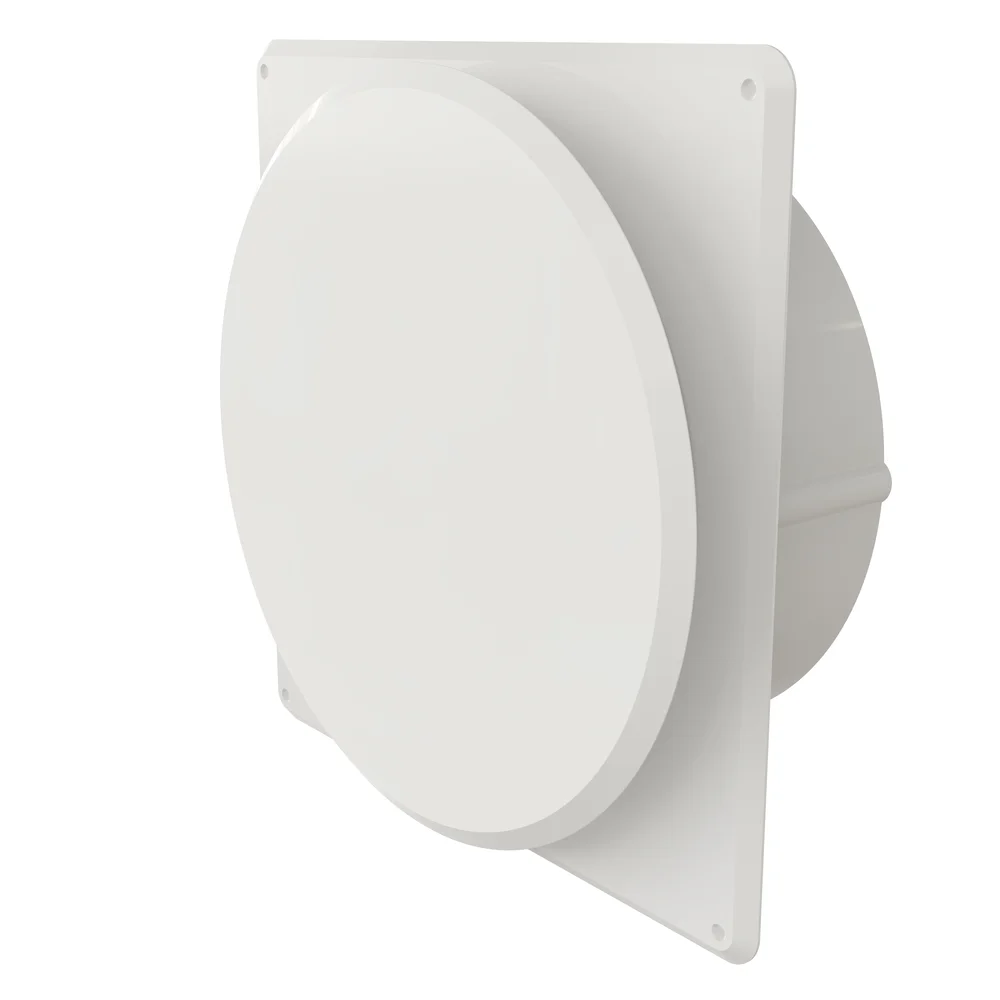 Tallerkenventil hvit plast 4-kant ramme Ø 100 mm v:4510866 Tallerkenventil hvit plast 4-kant ramme Ø 100 mm v:4510866