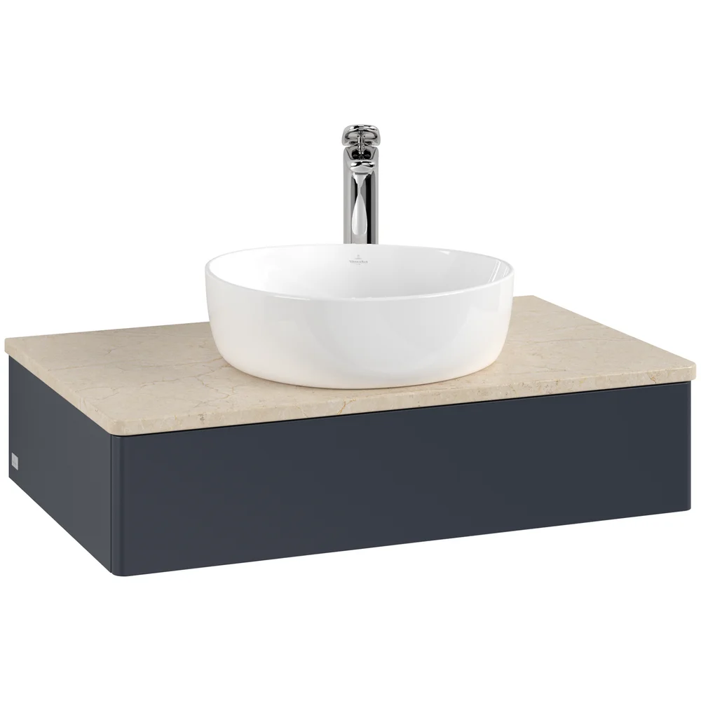 V&B ANTAO SERVANTSKAP 1 SKUFF GLATT 800X190X500 M/KRANHULL BLÅ/CRÉME v:8300870