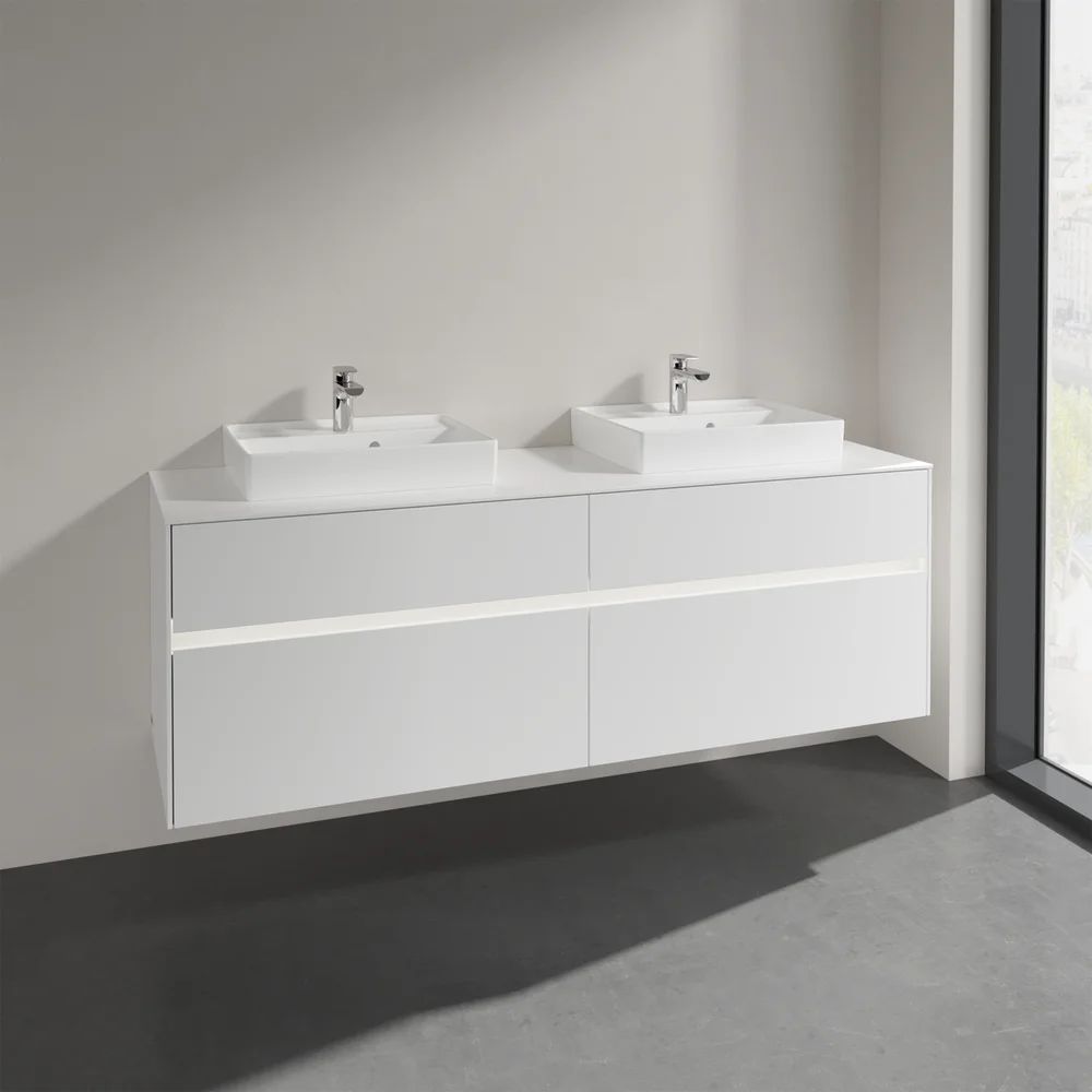 VILLEROY & BOCH COLLARO SERVANTSKAP 160 M/LYS FOR 2STK SERVANT 50 CM M/4 SKUFFER HVIT MATT v:6246009 VILLEROY & BOCH COLLARO SERVANTSKAP 160 M/LYS FOR 2STK SERVANT 50 CM M/4 SKUFFER HVIT MATT v:6246009