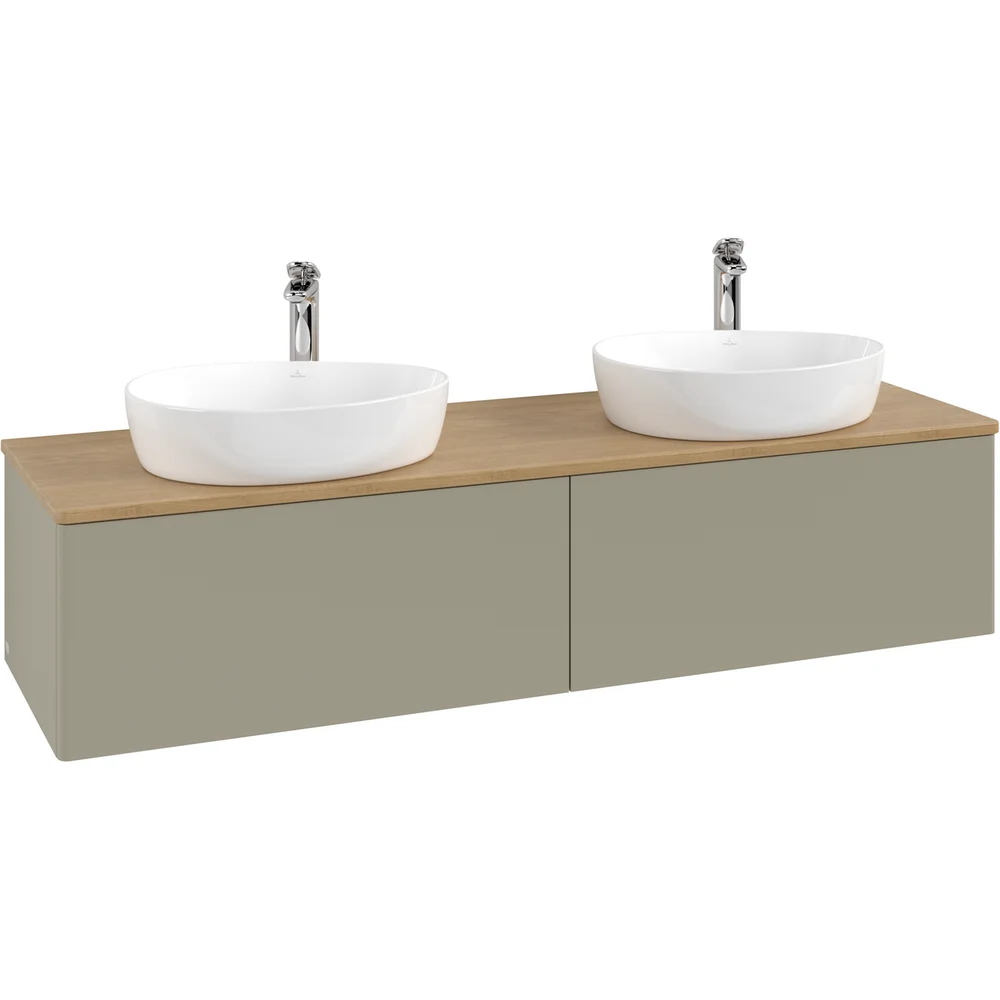 V&B ANTAO SERVANTSKAP 2 SKUFFER GLATT 1600X360X500 FOR 2 SERV. M/KRANHULL STENGRÅ/EIK v:6916457